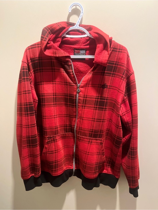 Southpole Other - Red Plaid Zip-Up Hoodie Sweater for Men